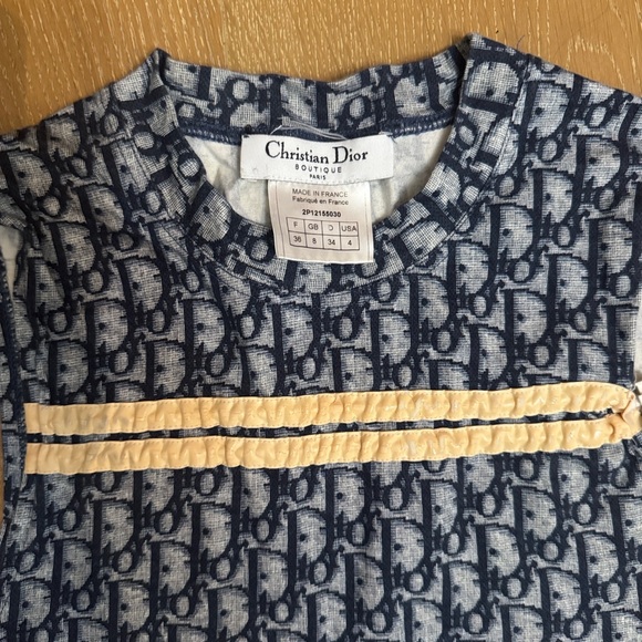 Christian Dior Vintage Women's Navy and Yellow Tank Top - Picture 6 of 6